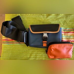 Coach Rider Double Belt Bag Blue / Orange New
